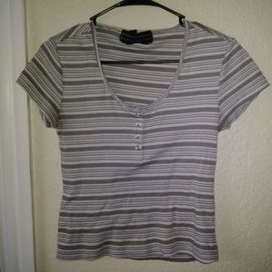 Stripped Tan Medium Top
